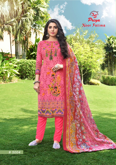Js Priya Noor Fatima 5 Latest Fancy Collection Of Designer Printed Pure Cotton Dress Material